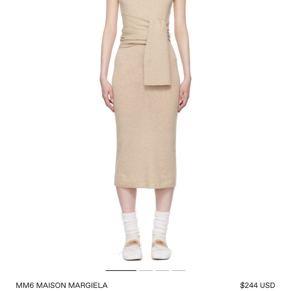 MM6 Maison Martin Margiela Tan Tie Front Pencil Skirt